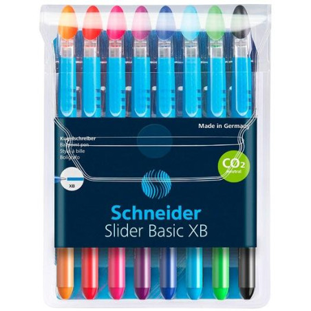 (SH151285) SCHNEIDER BOLÍGRAFO SLIDER BASIC F C/SURTIDOS ESTUCHE 6 UD + 2 GRATIS