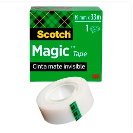 (7100024666) SCOTCH MAGIC CINTA ADHESIVA INVISIBLE ROLLO 19MM X 33MM CAJA INDIVIDUAL