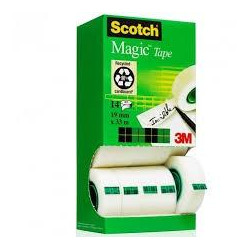 (7100026965) SCOTCH CINTA ADHESIVA INVISIBLE MAGIC ROLLO 19MM X 33M CAJA 12+2UD