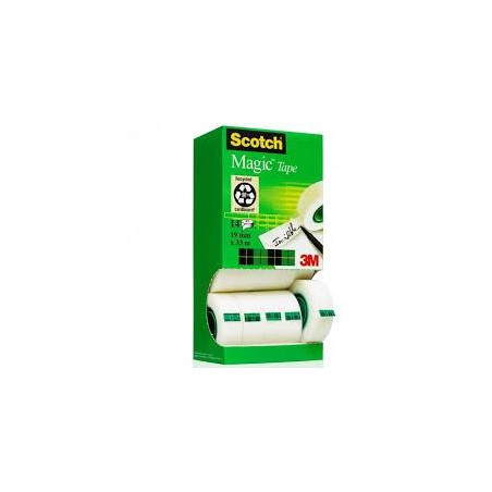 (7100026965) SCOTCH CINTA ADHESIVA INVISIBLE MAGIC ROLLO 19MM X 33M CAJA 12+2UD