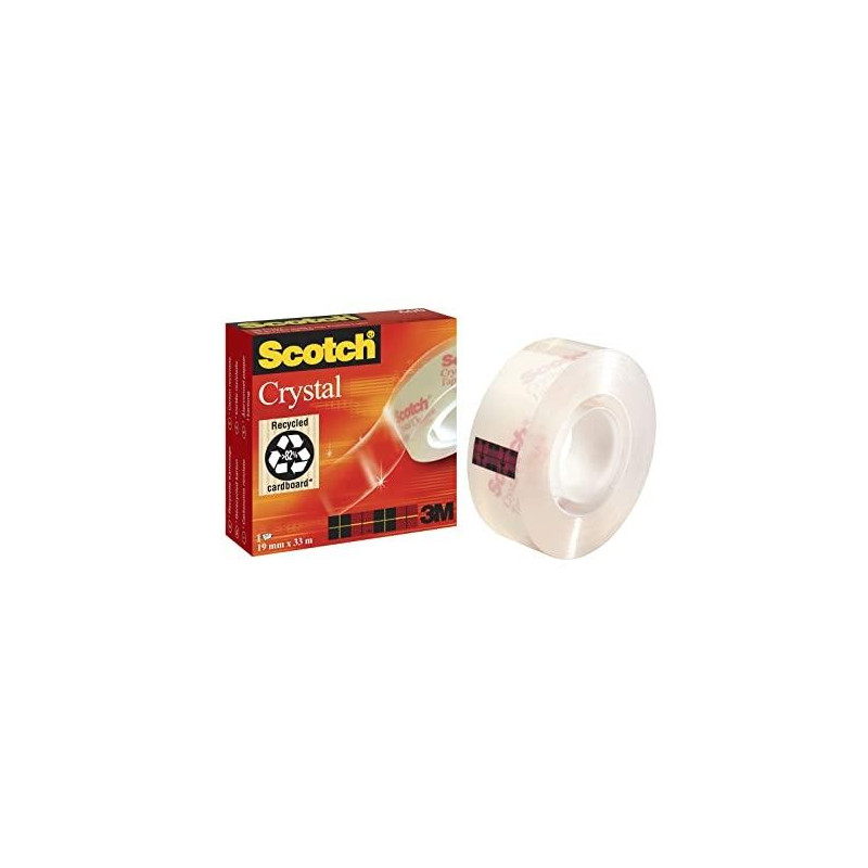 (7100027387) SCOTCH CINTA ADHESIVA SUPERTRANSPARENTE CRYSTAL 600 ROLLO 19MM X 33M CAJA INDIVIDUAL