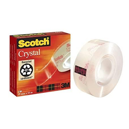 (7100027387) SCOTCH CINTA ADHESIVA SUPERTRANSPARENTE CRYSTAL 600 ROLLO 19MM X 33M CAJA INDIVIDUAL