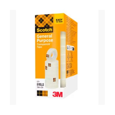 (7100336276) SCOTCH CINTA TRANSPARENTE 508 19X33M -PACK 8 ROLLOS-