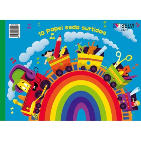 (3600) SELVI BLOC DE MANUALIDADES PAPEL SEDA 10 32X24CM COLORES SURTIDOS