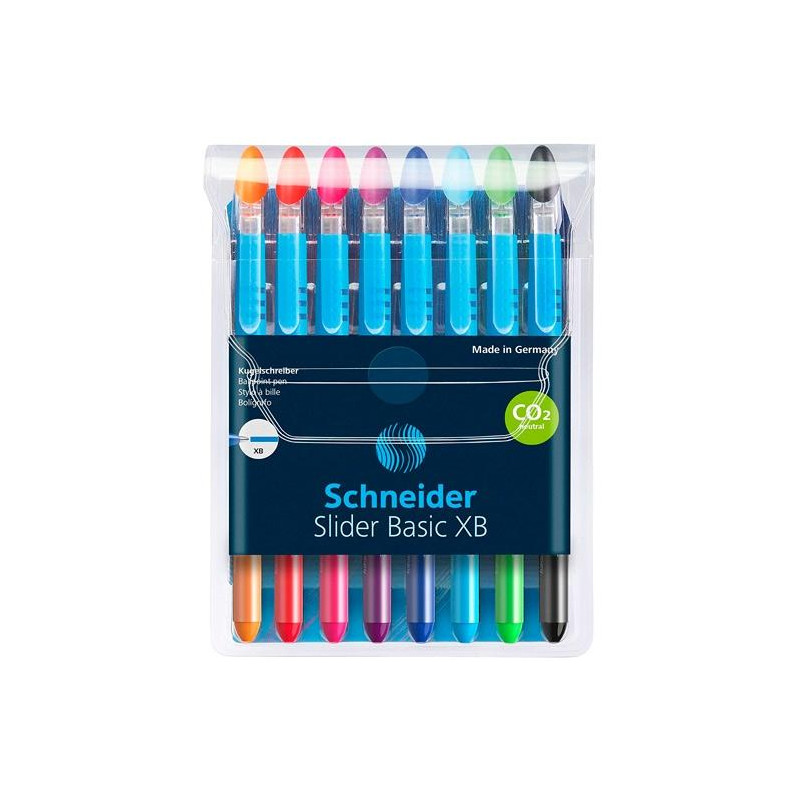 (SH151285) SCHNEIDER BOLÍGRAFO SLIDER BASIC F C/SURTIDOS ESTUCHE 6 UD + 2 GRATIS