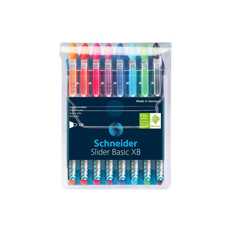 (SH151298) SCHNEIDER BOLÍGRAFO SLIDER BASIC XB PUNTA GRUESA C/SURTIDOS ESTUCHE 8 UD