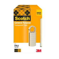 (7100336194/710021320) SCOTCH CINTA TRANSPARENTE 508 ROLLO 19MM X 66M PACK 8U