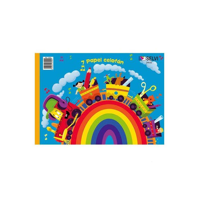 (3400) SELVI CUADERNO PARA MANUALIDADES CON 7 PLIEGOS DE PAPEL CELOFÁN 24X32CM COLORES SURTIDOS