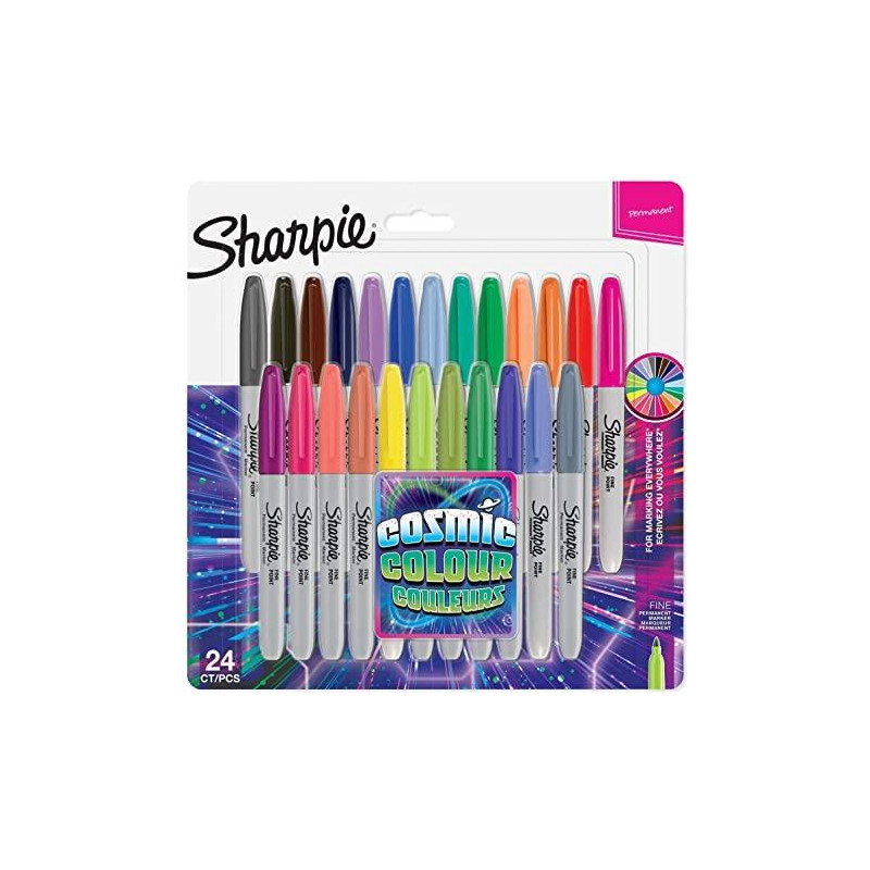 (2033672) SHARPIE MARCADOR PERMANENTE COSMIC FINE PUNTA REDONDA 0.9MM C/SURTIDOS BLÍSTER 24 UD