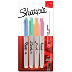 (2065402) SHARPIE MARCADOR PERMANENTE FINE PUNTA REDONDA 0.9MM C/SURTIDOS PASTEL BLÍSTER 4 UD