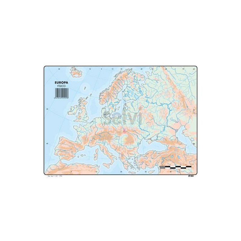 (505) SELVI MAPA MUDO FÍSICO DE EUROPA A4 -50U-