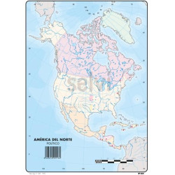 (516) SELVI MAPA MUDO POLÍTICO DE AMERICA DEL NORTE A4 -50U-