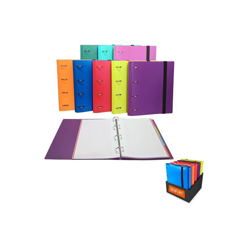 (180510E) SENFORT CARPETA ANILLAS 4X30MM RINGBOOK C/RECAMBIO 120H A4 C/GOMA 4 SEPARADORES C/SURTIDOS