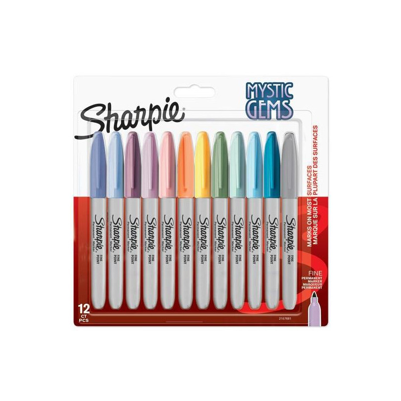 (2157681) SHARPIE MARCADOR PERMANENTE MYSTIC GEMS C/SURTIDOS PASTEL BLÍSTER 12 UD