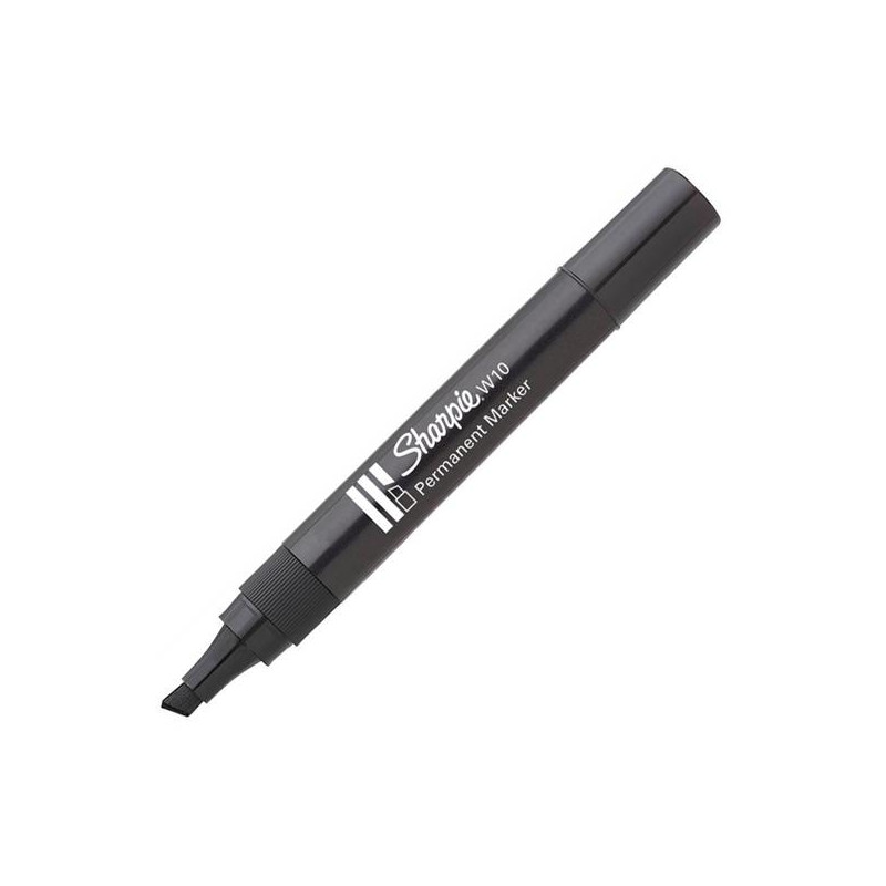(S0192654) SHARPIE MARCADOR PERMANENTE W10 PUNTA BISELADA NEGRO CAJA 12 UD