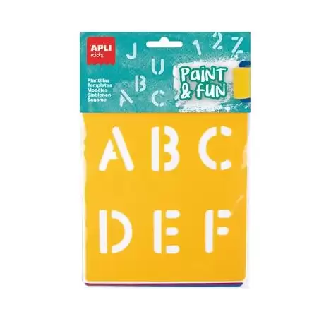 (19407) APLI PLANTILLAS DE FORMAS LETRAS Y NÚMEROS PAINT & FUN PP FLEXIBLE BOLSA DE 6 SURTIDOS