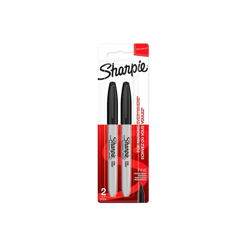 (1985860) SHARPIE MARCADOR PERMANENTE PUNTA FINA NEGRO BLÍSTER 2 UD