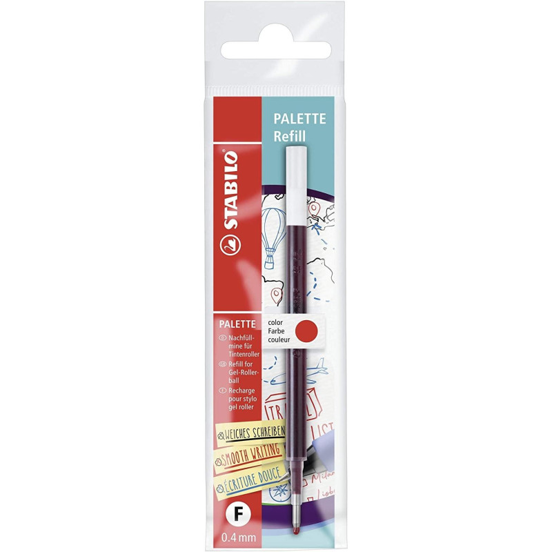 (268/040-01) STABILO RECAMBIO TINTA DE GEL RETRÁCTIL PALETTE FINE ROJO -10U-