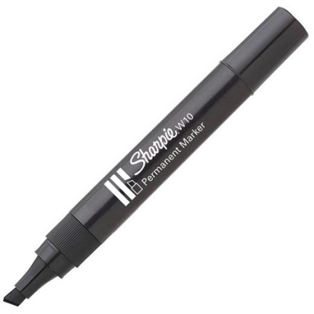 (S0192654) SHARPIE MARCADOR PERMANENTE W10 PUNTA BISELADA NEGRO CAJA 12 UD