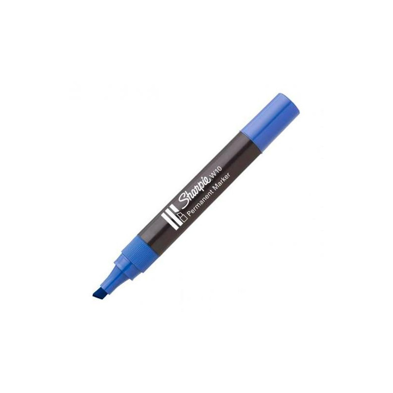 (S0192695) SHARPIE MARCADOR PERMANENTE W10 PUNTA BISELADA AZUL CAJA 12 UD