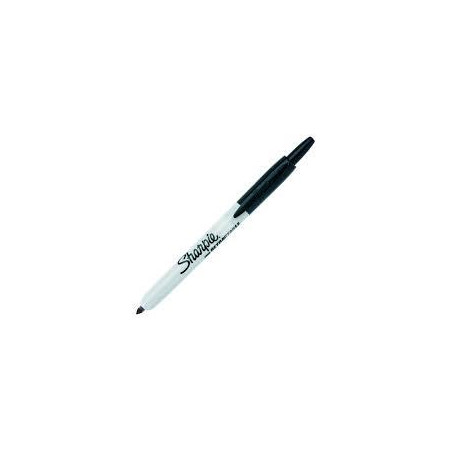 (S0810840) SHARPIE MARCADOR PERMANENTE RETRÁCTIL FINE PUNTA REDONDA 0.9MM NEGRO CAJA 12 UD