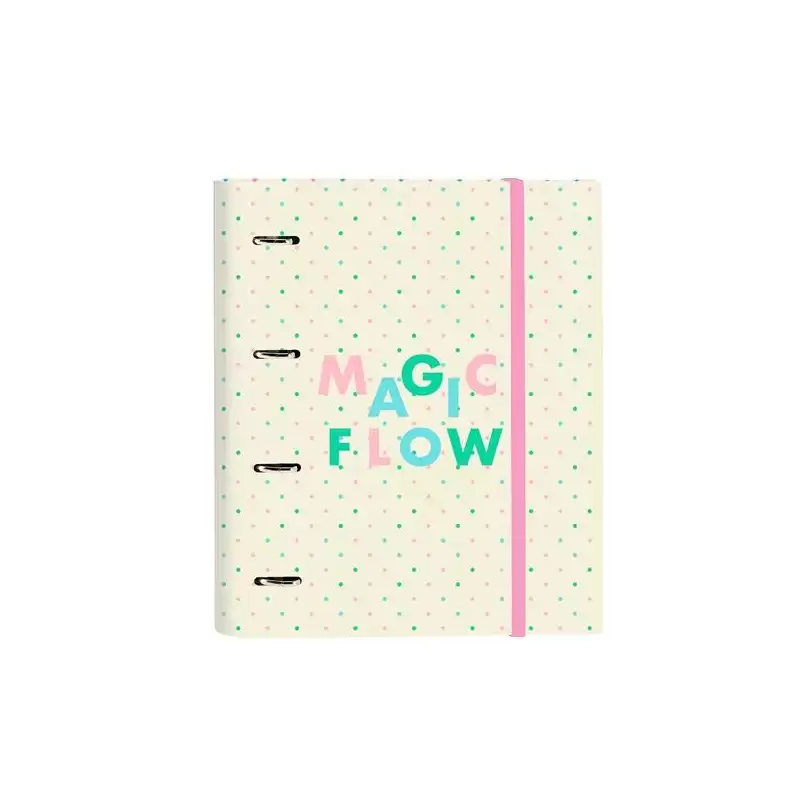 (512355666) SAFTA CARPETA DE ANILLAS 4X35MM C/RECAMBIO 100H A4 T/DURAS CIERRE C/GOMA GLOWLAB "MAGIC FLOW"