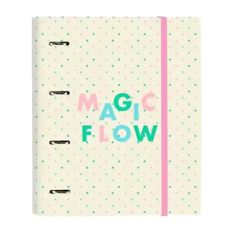 (512355666) SAFTA CARPETA DE ANILLAS 4X35MM C/RECAMBIO 100H A4 T/DURAS CIERRE C/GOMA GLOWLAB "MAGIC FLOW"
