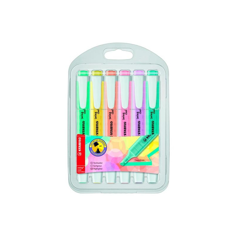 (275/6-08) STABILO MARCADOR FLUORESCENTE SWING COOL PASTEL C/SURTIDOS BLÍSTER 6 UD