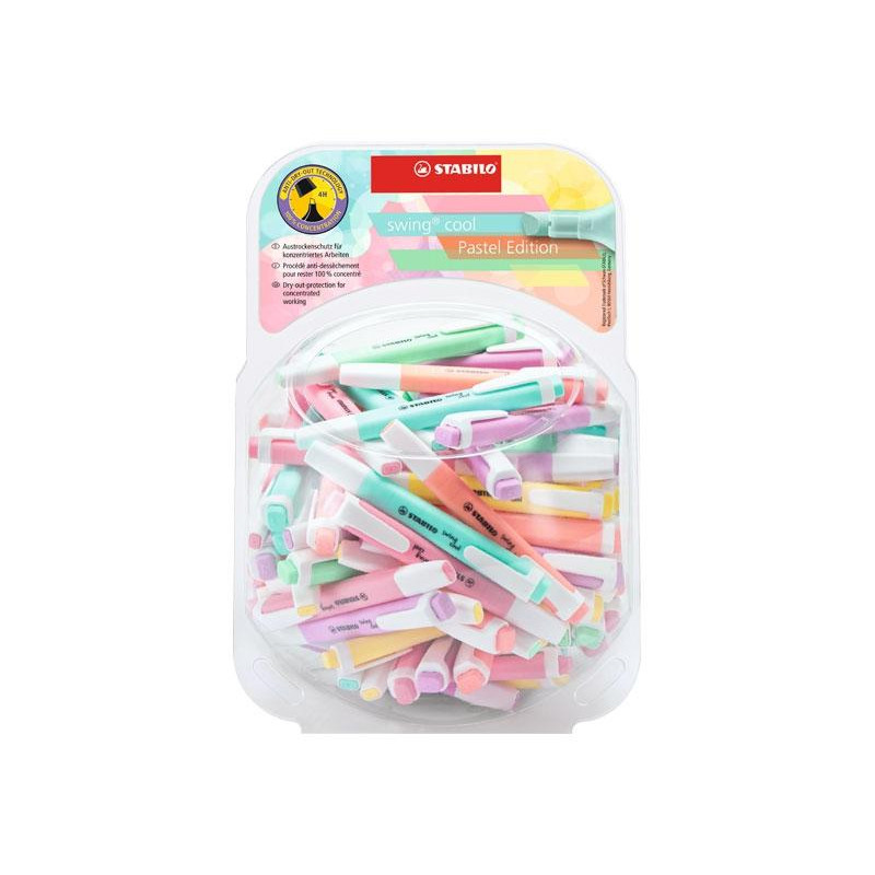 (275/100-8-2) STABILO MARCADOR FLUORESCENTE SWING COOL PASTEL 6 COLORES SURTIDOS BOMBONERA 100 UD