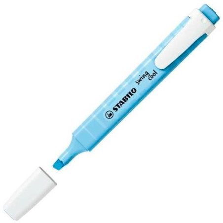 (275/112-8) STABILO MARCADOR FLUORESCENTE SWING COOL PASTEL AZUL VENTOSO CAJA 10 UD