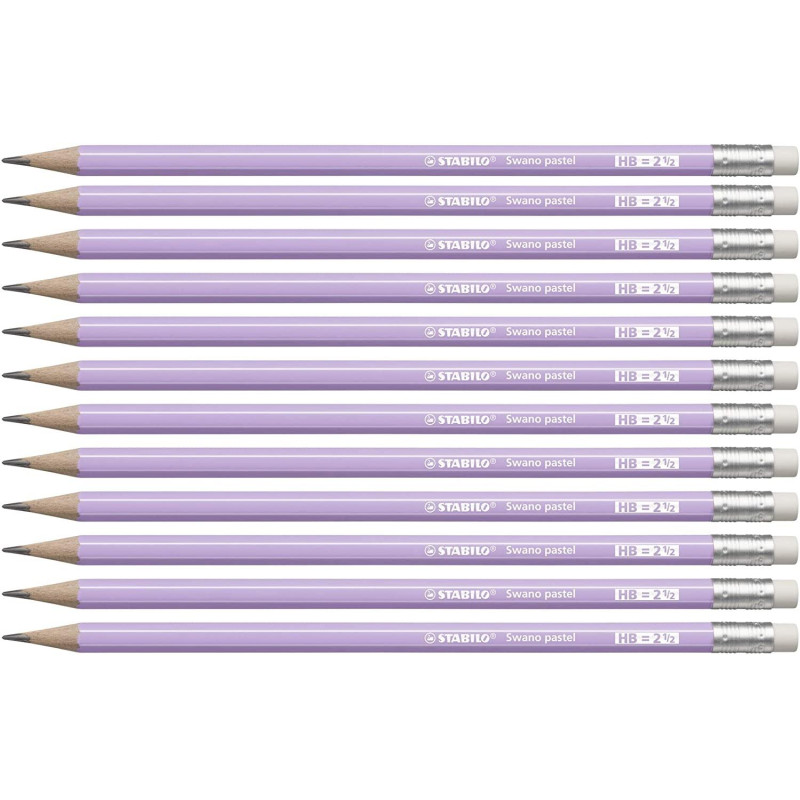 (4908/03-HB) STABILO SWANO LAPIZ GRAFITO CON GOMA PASTEL LILA -12U-