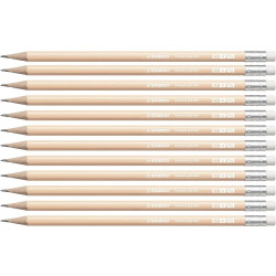 (4908/04-HB) STABILO SWANO LAPIZ GRAFITO CON GOMA PASTEL MELOCOTÓN -12U-