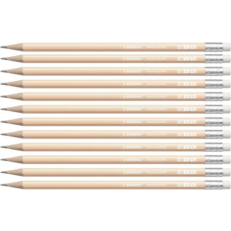 (4908/04-HB) STABILO SWANO LAPIZ GRAFITO CON GOMA PASTEL MELOCOTÓN -12U-