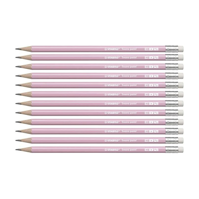 (4908/05-HB) STABILO SWANO LAPIZ GRAFITO CON GOMA PASTEL ROSA -12U-