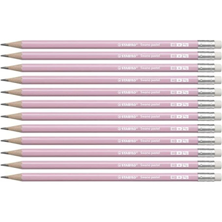 (4908/05-HB) STABILO SWANO LAPIZ GRAFITO CON GOMA PASTEL ROSA -12U-