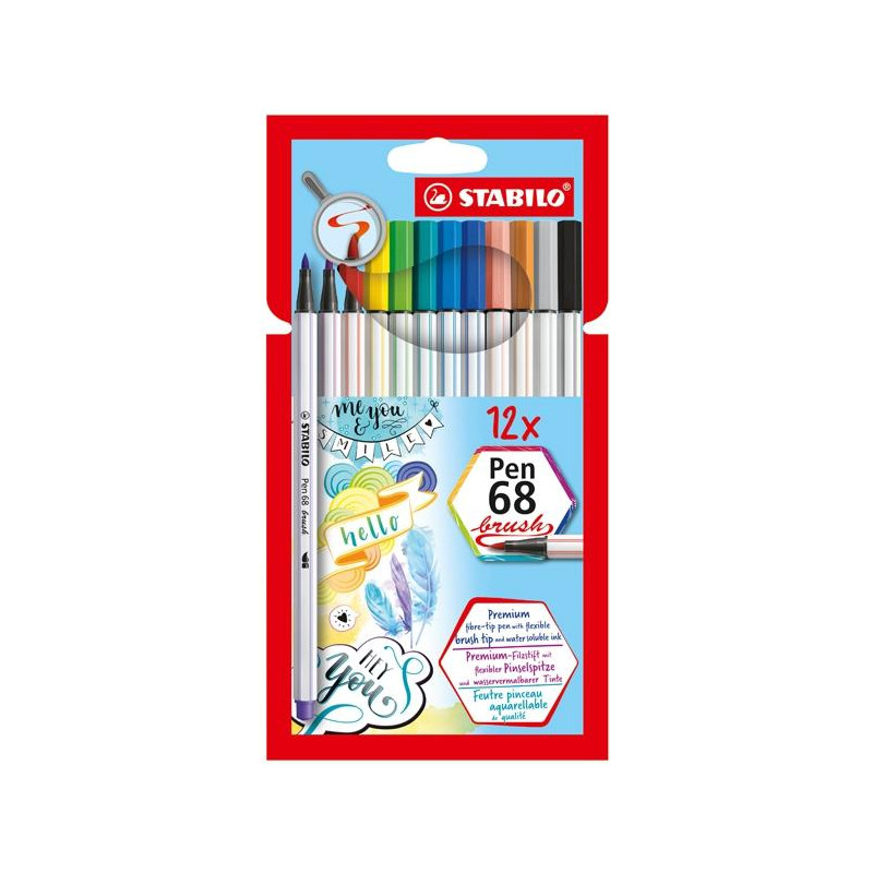 (568/12-21) STABILO ROTULADORES PEN 68 BRUSH C/SURTIDOS ESTUCHE 12 UD