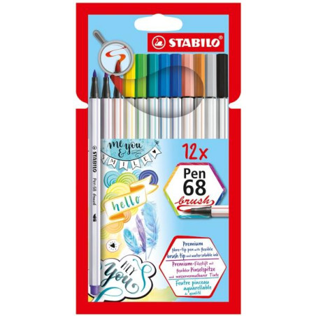 (568/12-21) STABILO ROTULADORES PEN 68 BRUSH C/SURTIDOS ESTUCHE 12 UD