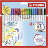 (568/24-211) STABILO ROTULADORES PEN 68 BRUSH C/SURTIDOS ESTUCHE 24 UD