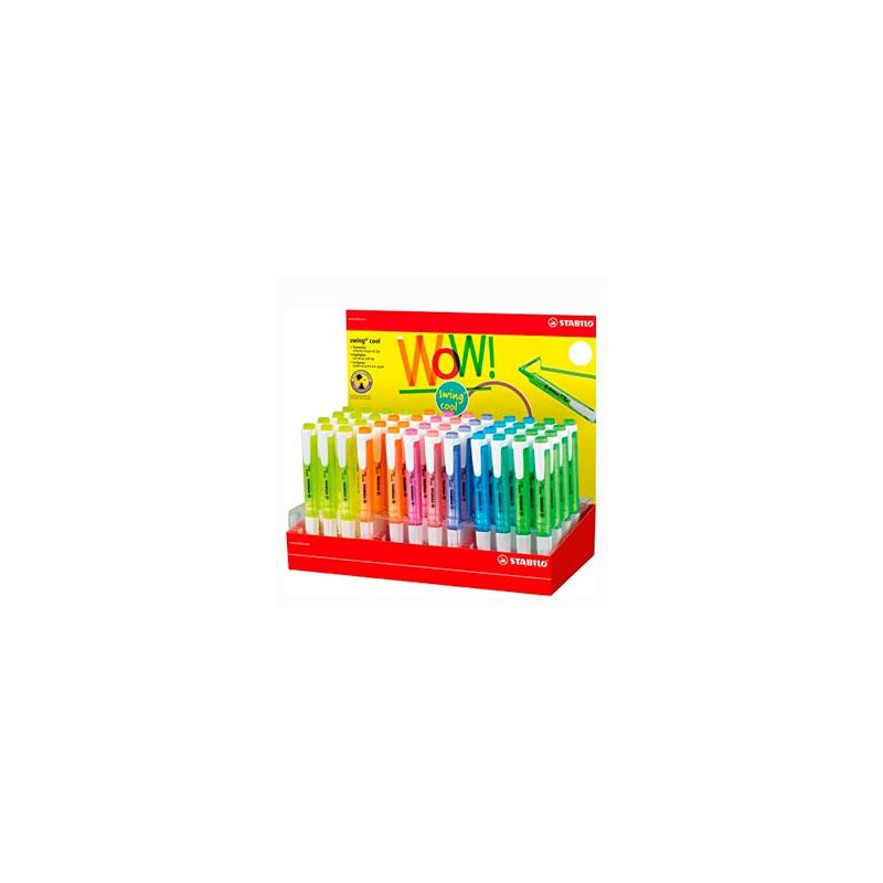 (275/48-1) STABILO MARCADOR FLUORESCENTE SWING COOL 8 COLORES SURTIDOS EXPOSITOR 48 UD