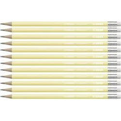 (4908/01-HB) STABILO SWANO LAPIZ GRAFITO CON GOMA PASTEL AMARILLO -12U-