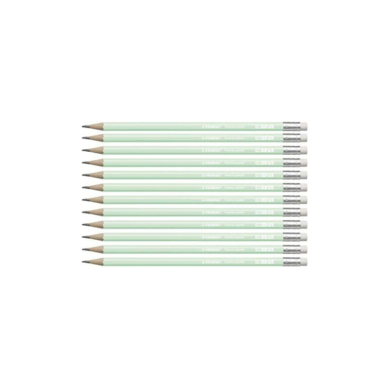(4908/02-HB) STABILO SWANO LAPIZ GRAFITO CON GOMA PASTEL VERDE -12U-