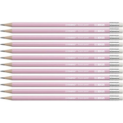 (4908/05-HB) STABILO SWANO LAPIZ GRAFITO CON GOMA PASTEL ROSA -12U-