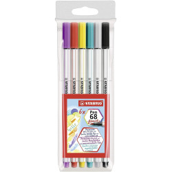 (568/06-11) STABILO ROTULADORES PEN 68 BRUSH C/SURTIDOS ESTUCHE PLÁSTICO 6 UD