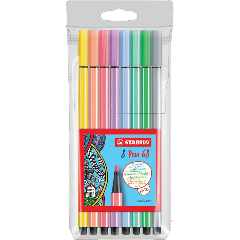 (68/8-01) STABILO ROTULADORES PEN 68 C/SURTIDOS PASTEL ESTUCHE 8 UD