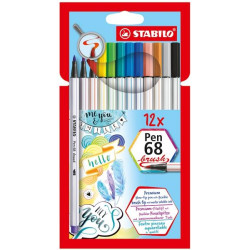 (568/12-21) STABILO ROTULADORES PEN 68 BRUSH C/SURTIDOS ESTUCHE 12 UD