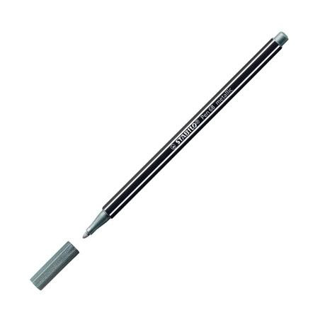 (68/805) STABILO ROTULADOR PEN 68 METALLIC PLATA CAJA 10 UD