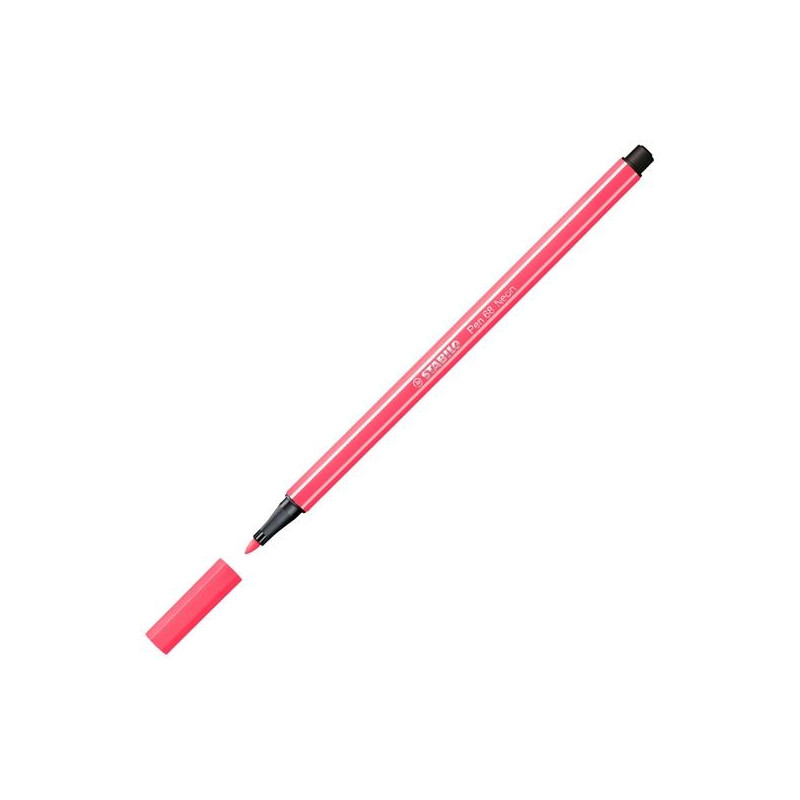 (68/040) STABILO ROTULADOR PEN 68 ROJO FLUORESCENTE CAJA 10 UD