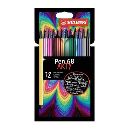 (6812-1-20) STABILO ROTULADORES PEN 68 ARTY C/SURTIDOS INTENSOS ESTUCHE CARTÓN 12 UD