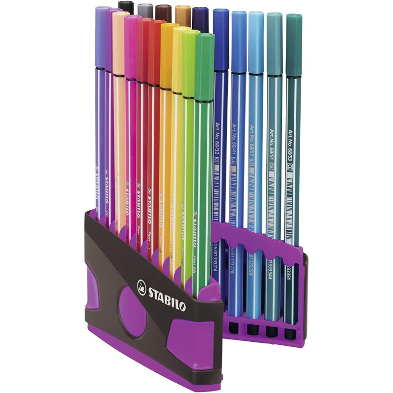 (6820-04-03) STABILO ROTULADOR PEN 68 COLORES SURTIDOS ESTUCHE PARADE ANTRACITA-ROSA 20 UD