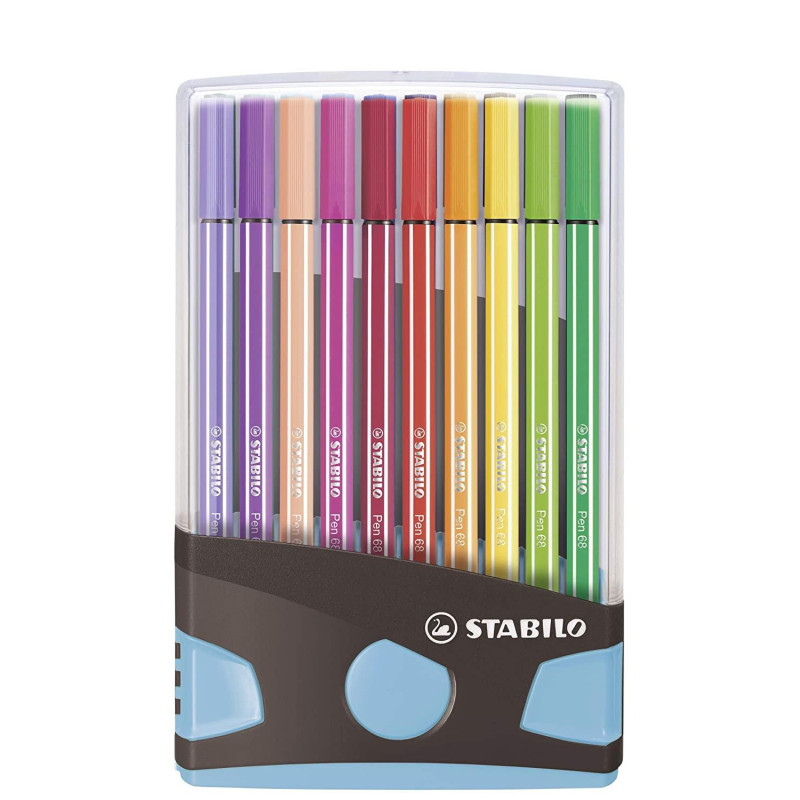 (6820-04-04) STABILO ROTULADOR PEN 68 COLORES SURTIDOS ESTUCHE PARADE ANTRACITA-AZUL 20 UD